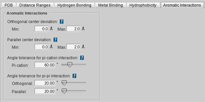 Chemical feature aromatic interaction settings