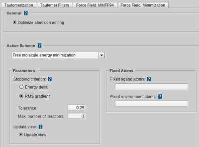 Force field: minimization