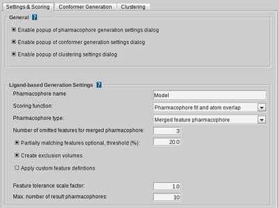 Settings and scoring